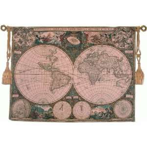  Tapestry Old World Map Fine Art Tapestry with Hanging Rod 