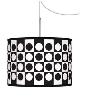   and White Dotted Squares Giclee Glow Swag Chandelier