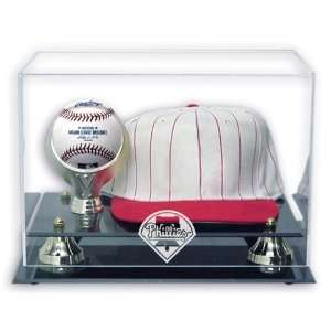   Acrylic Cap and Baseball Phillies Logo Display Case