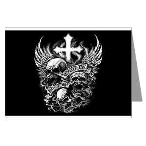  Greeting Cards (10 Pack) God Is My Judge Skulls Cross and 