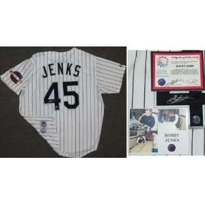  Bobby Jenks Signed White Sox Rep Jersey w/Patch Sports 