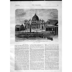   1870 VIEW ST. PETERS CATHEDRAL ARCHITECTURE OLD PRINT