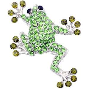    Peridot Green Frog Pins Austrian Crystal Animal Pin Brooch Jewelry