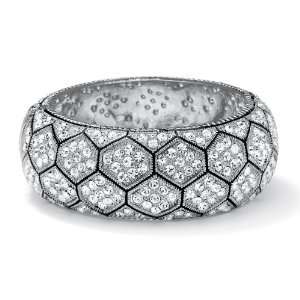   Silver Tone Multi Crystal Hexagon Shaped Bangle Bracelet Jewelry