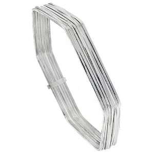  Sterling Silver 8 mm (5/16 in.) Hexagon Shape Flat 7 Band 