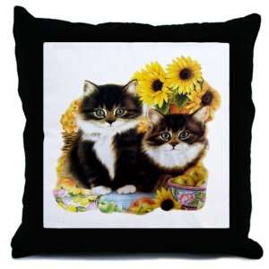  Throw Pillow Kittens with Sunflowers 