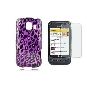  Optimus V Snap on Phone Shell Case (Leopard Purple) + Clear Screen 