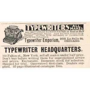  1900 Original Ads Typewriter Emporium Headquarters 