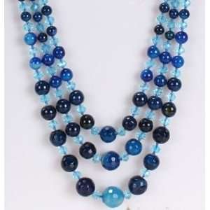 Amour NG1200MBLA 24in. 800ct TGW 4 18mm Round Dark Blue Agate & 8mm 