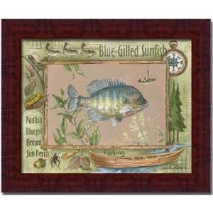  Blue Gilled Sunfish Fishing Cabin Decor Print Framed