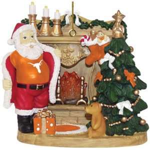 TEXAS LONGHORNS 3D Vignette Fireside Santa CHRISTMAS ORNAMENT by 