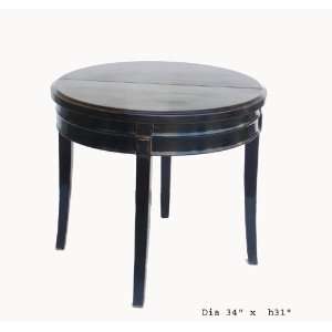  Black Lacquer Round Half Pedestal Breakfast Table