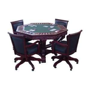   in 1 Casino Game Table with 4 Leather Game Chairs