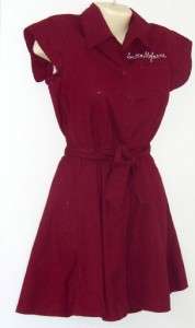 Vintage 50s MOORE GYMSUIT Snap Front MINI Dress CUTE  