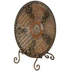  Studded Metal Antique Bronze Finish Decorative Plate