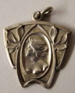 Antique Art Nouveau Jugenstil silver(800) lady pendant  