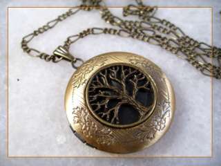Tree Of Life Brass Picture Locket Pendant Necklace  