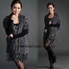 farms rex rabbit fur shawl knitted outfit vest/waistcoat grey
