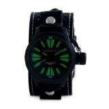 Nemesis STH064G Signature Ion Plating Coating Round Black Dial Leather 