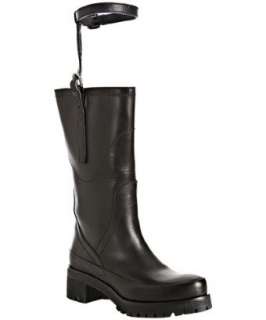 Prada black calfskin harness strap rubber lug boots   up to 70 
