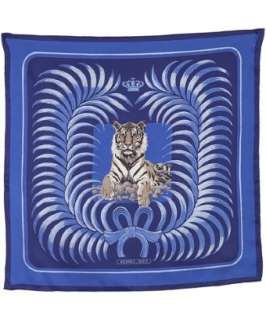 Hermes blue silk Tiger scarf   