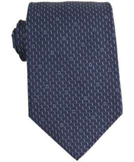 Ferragamo dark blue gancio wave patterned silk tie   