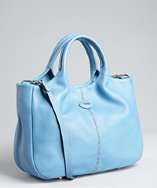 tod s blue leather small convertible shopper tote