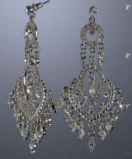 Kenneth Jay Lane silver crystal pavé chandelier earrings   up 