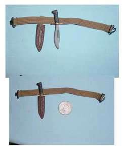 Miniature 1/6th Scale WWII Knife, Sheath & Belt  