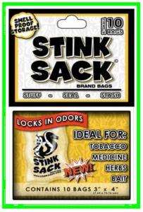 Pack Of 10 Stink Sack Smell Proof Bags 4 X 3 Size  