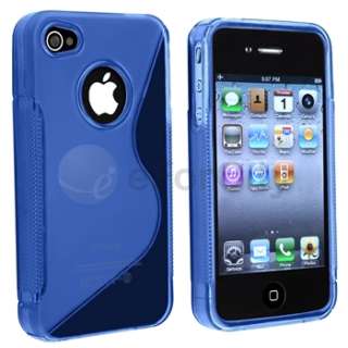 BLUE TPU CASE HARD GEL BODY COVER FOR IPHONE 4 4G 4S Verizon Sprint AT 