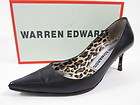 WARREN EDWARDS Black Leather Pointed Toe Pumps Heels Shoes Sz 8.5 IN 