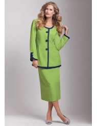 Roamans Plus Size 2 pc Color Tipped Skirt Suit