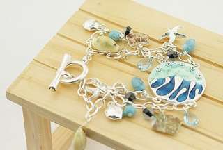   Cute Star Shell Charm Link Relaxed Toggle Girls Bracelet  