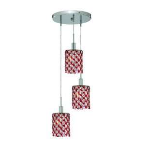   Chandelier, Chrome Finish with Bordeaux (Red) Royal Cut RC Crystal