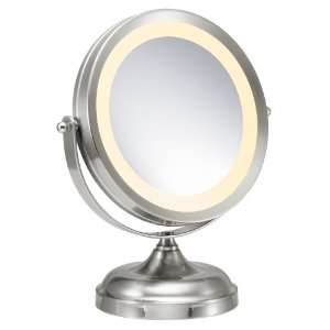   7121 5X Lighted Makeup Mirror, 7.5 Inch, Satin Nickel Finish Beauty