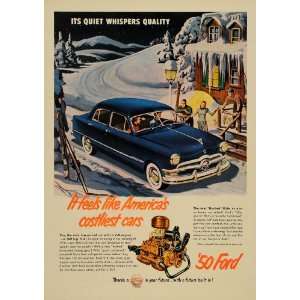  1950 Ad Vintage Blue Ford Six Horsepower V8 Engine 