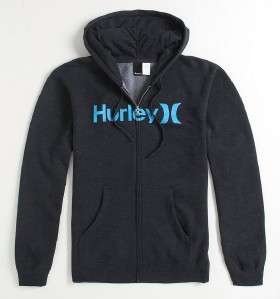 Hurley One And Only Mens Heather Black Zip Hoodie Sweatshirt Jacket 