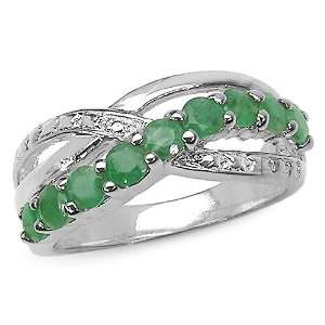  0.90 Carat Genuine Emerald Sterling Silver Ring Jewelry