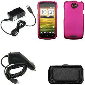  iFase Brand HTC One S Combo Rubber Rose Pink Protective 