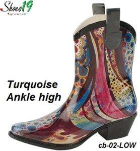   Fashion @ Women Ankle Rubber Cowboy CB 02 Low Mid Calf Rain Boot Shoe