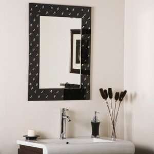   Hall   Large Framed Wall Mirror, Black Finish with Etched Glass