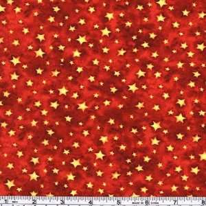  45 Wide Holiday Spirit Stars Red Fabric By The Yard 