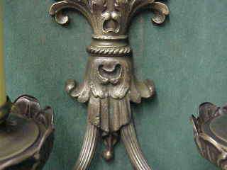 PAIR 1920 HEAVY BRASS SCONCES ~ OIL RUBBED PATINA  