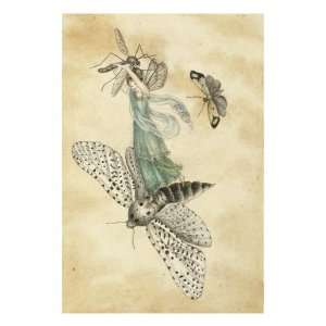  A Fairy Standing on a Moth While Being Chased by a 
