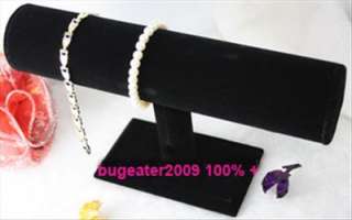 Black Velvet T Bar Bracelet Watch Jewel Display Stand  