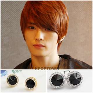 TVXQ JYJ Hero Jejung Style Round Cubic Onyx Earrings  