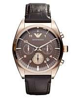 Emporio Armani Watch, Chronograph Brown Croc Embossed Leather Strap 
