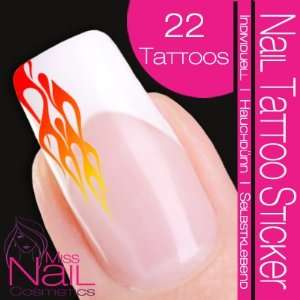  Nail Tattoo Sticker Flames   multicolor Beauty