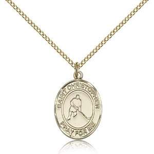  Gold Filled St. Christopher/Ice Hockey Pendant Jewelry